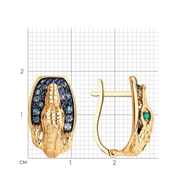 Серьги из красного золота с миксом камней