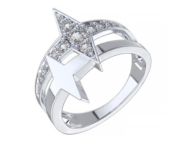 Кольцо из серебра с фианитами