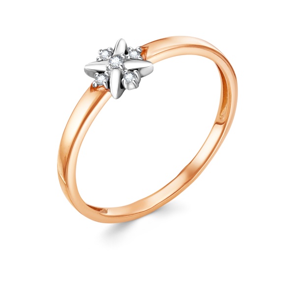 Кольцо из красного золота с фианитами