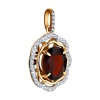 Подвеска из красного золота с гранатом и фианитами