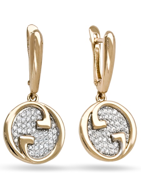 Серьги из красного золота с фианитами