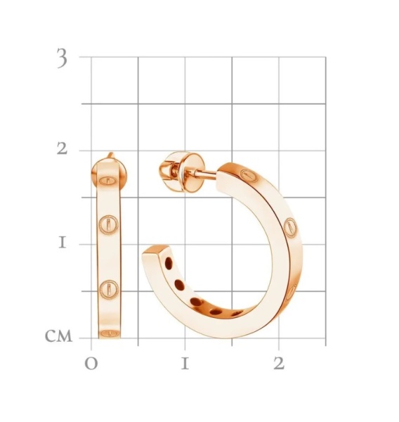 Серьги пусеты из красного золота