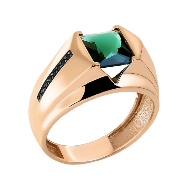 Кольцо из красного золота с турмалином и шпинелью