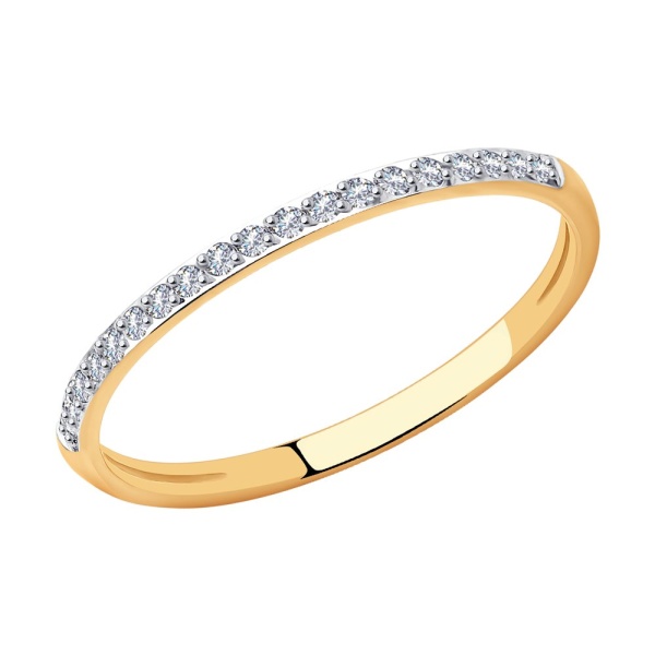 Кольцо из красного золота с фианитами