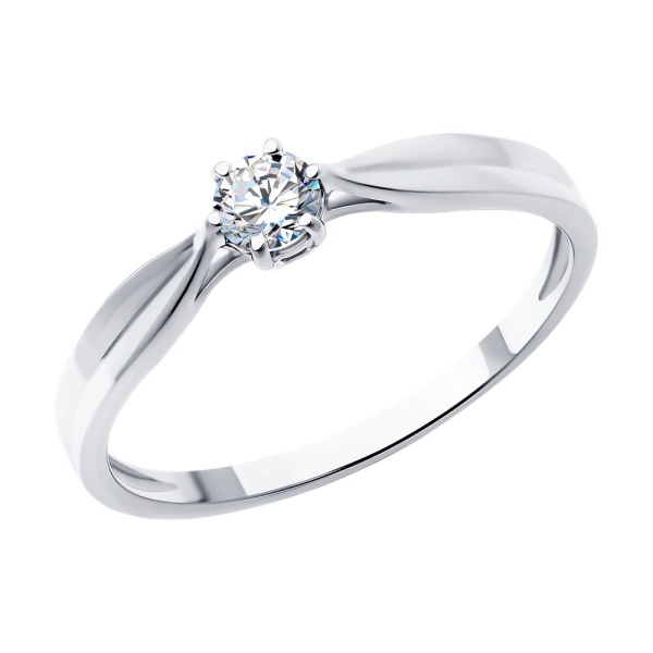 Кольцо из белого золота с выращенным бриллиантом