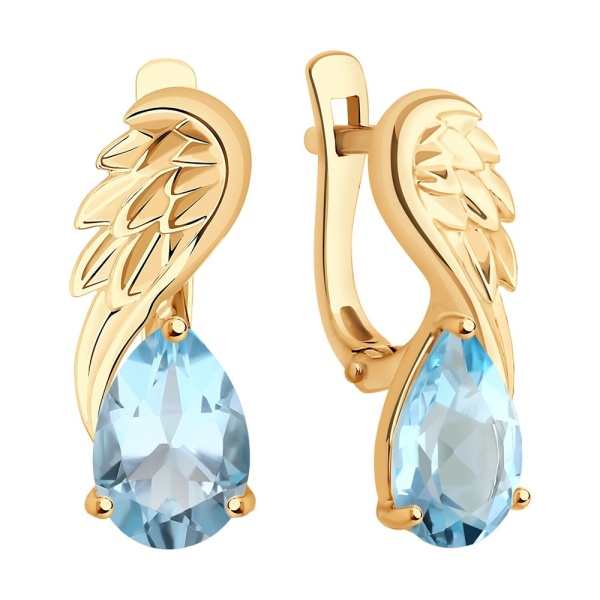 Серьги из красного золота с топазами