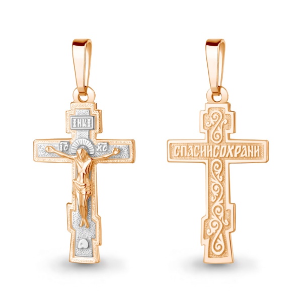 Крестик православный из красного золота