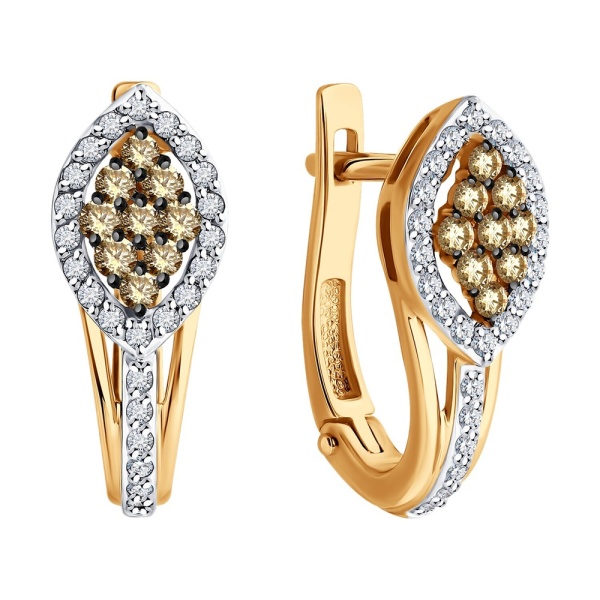 Серьги из красного золота с бриллиантами