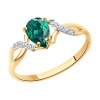 Кольцо из красного золота с гидротермальным изумрудом и фианитами