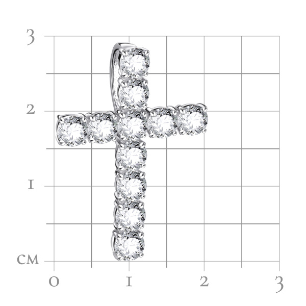 Декоративный крестик из серебра с фианитами
