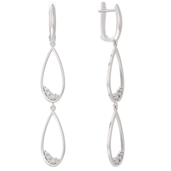 Серьги из серебра с фианитами