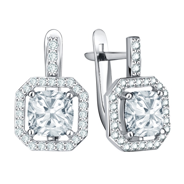 Серьги из серебра с фианитами