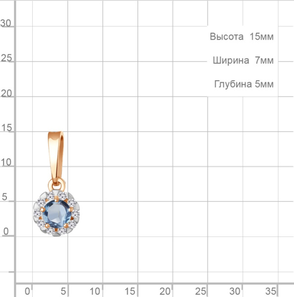 Подвеска из красного золота с топазом и фианитами