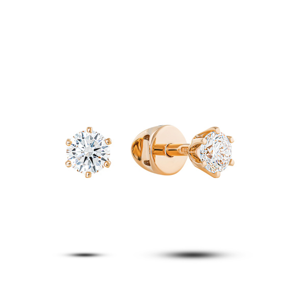 Серьги пусеты из красного золота с бриллиантами