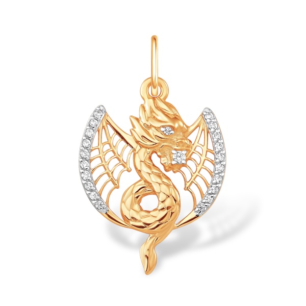 Подвеска из желтого золота с фианитами