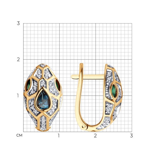 Серьги из красного золота с миксом камней