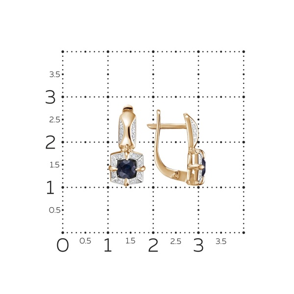 Серьги из красного золота с сапфирами и бриллиантами