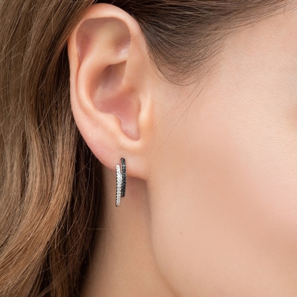 Серьги конго из белого золота с бриллиантами