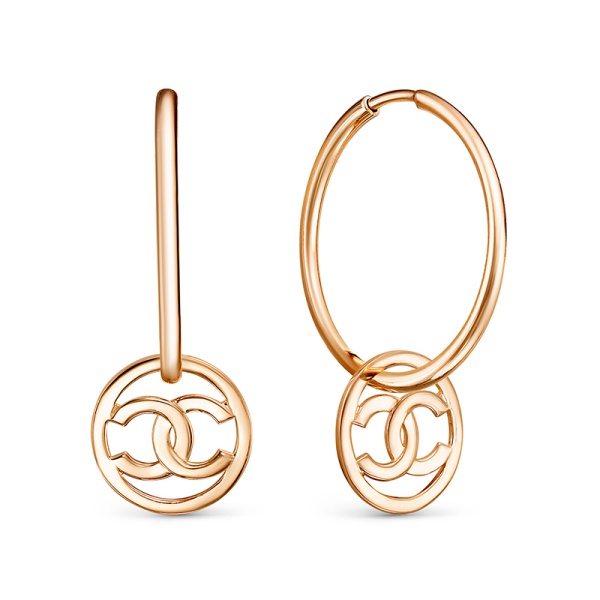 Серьги конго из красного золота