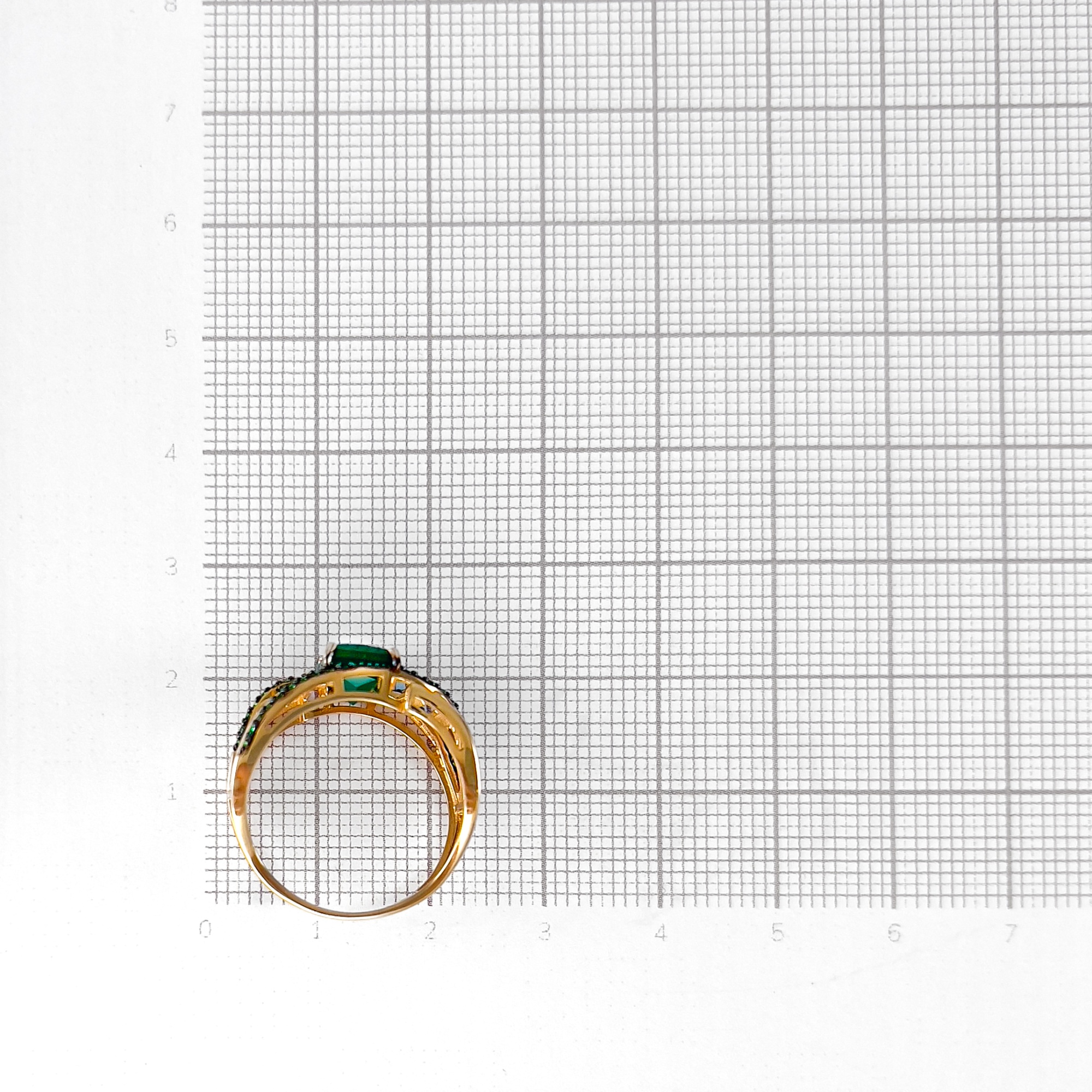 Кольцо из красного золота с агатом и фианитами