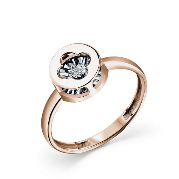 Кольцо из красного золота с танцующим бриллиантом