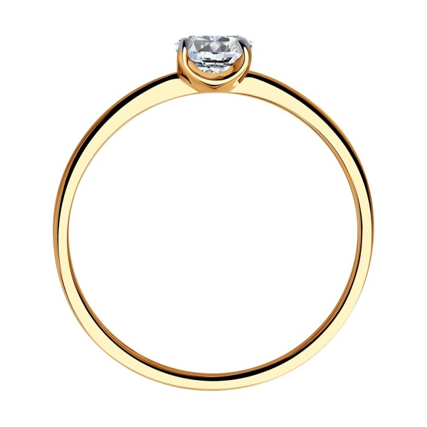 Кольцо из красного золота с фианитом