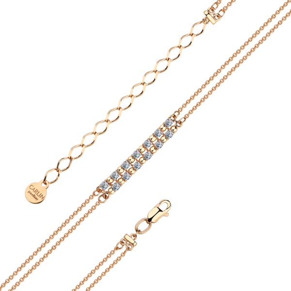 Браслет из красного золота с фианитами