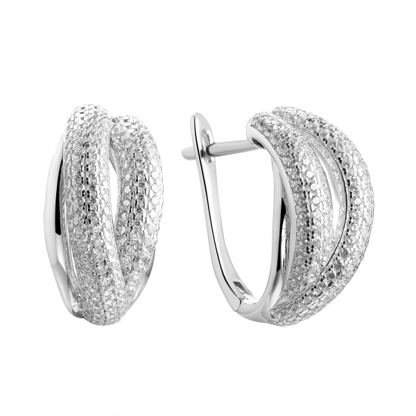 Серьги из серебра с фианитами