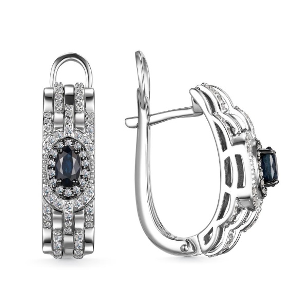 Серьги из белого золота с сапфирами и бриллиантами