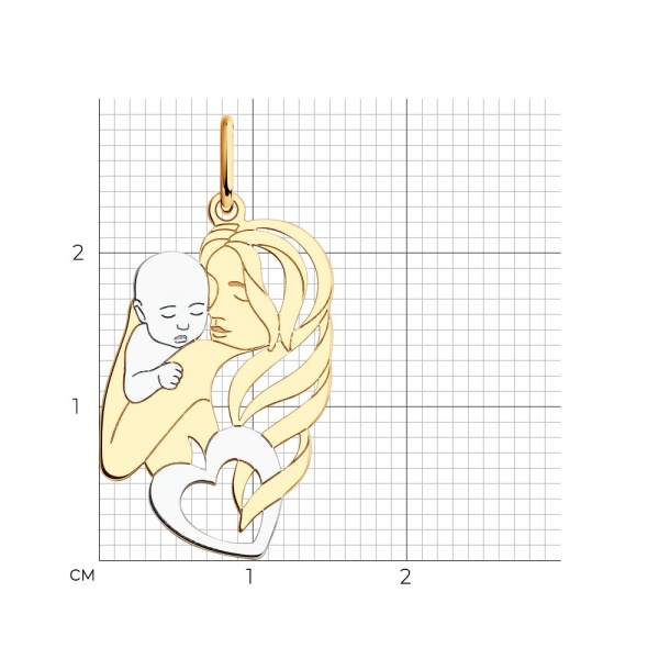 Подвеска «Мать и дитя» из золота 585 пробы