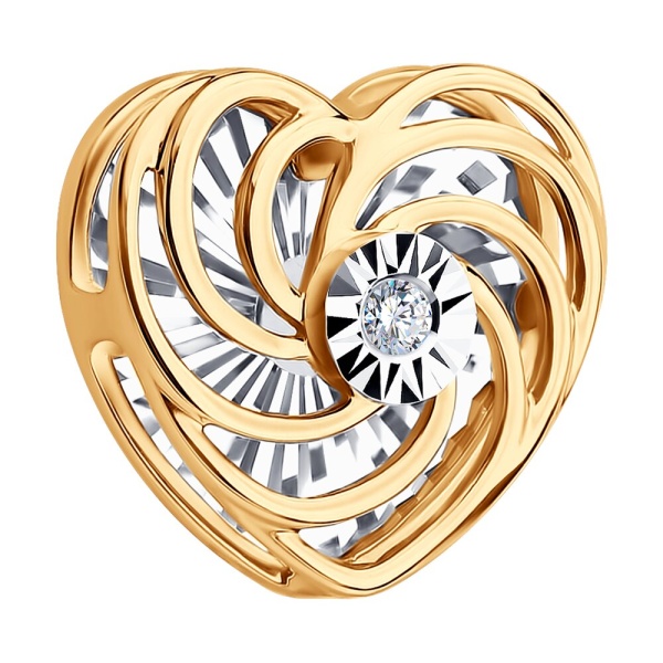 Подвеска из комбинированного золота с бриллиантом