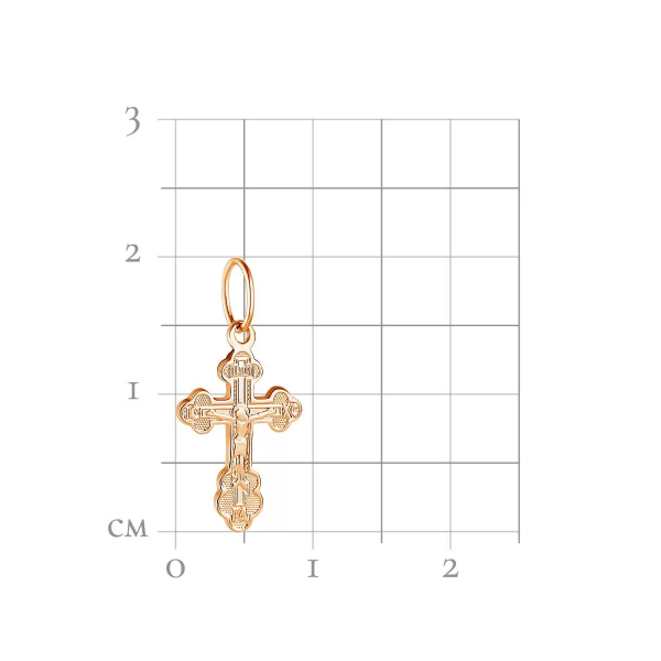 Крестик православный из красного золота