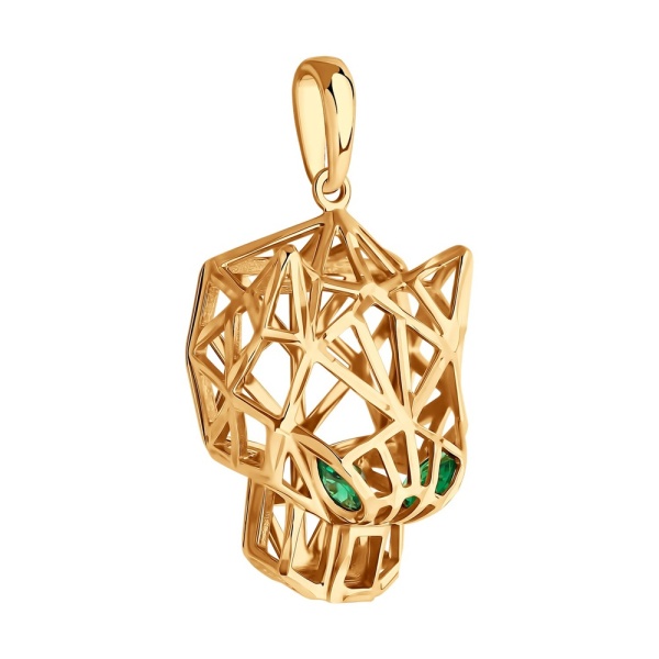 Подвеска из красного золота с фианитами и эмалью