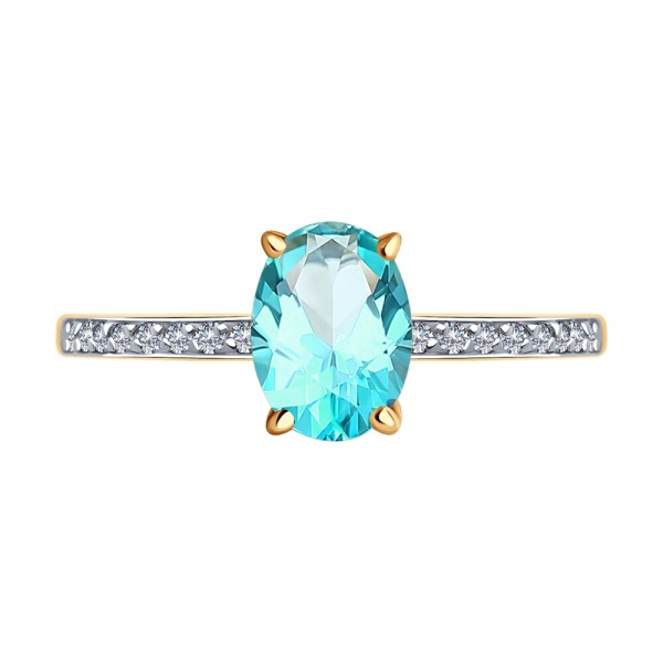 Кольцо из красного золота с топазом и фианитами