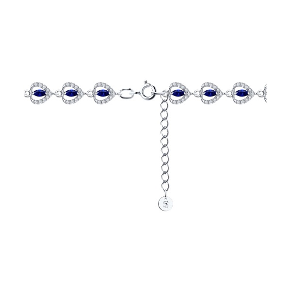 Браслет из белого золота с бриллиантами и сапфирами