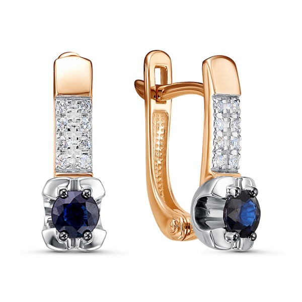 Серьги из красного золота с сапфирами и бриллиантами