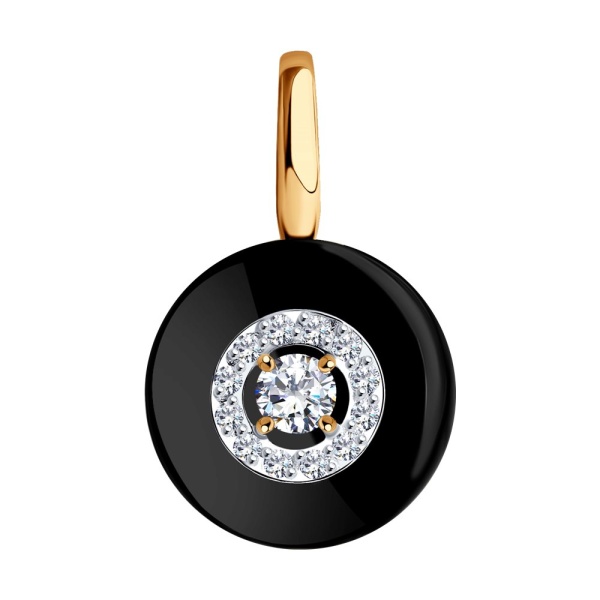 Подвеска из красного золота с агатом и фианитами