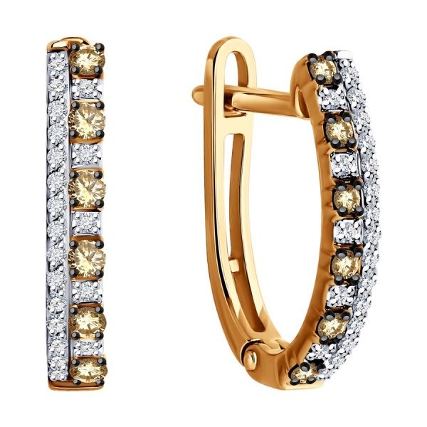 Серьги из красного золота с бриллиантами