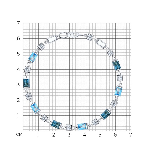 Браслет из белого золота с топазами и фианитами