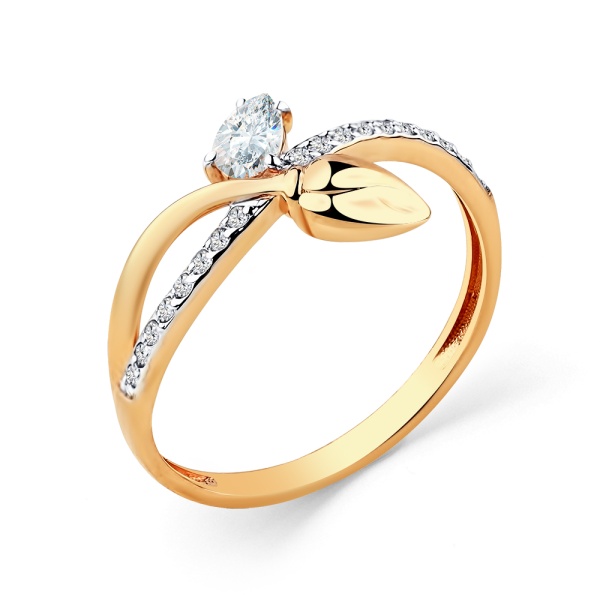 Кольцо из красного золота с фианитами