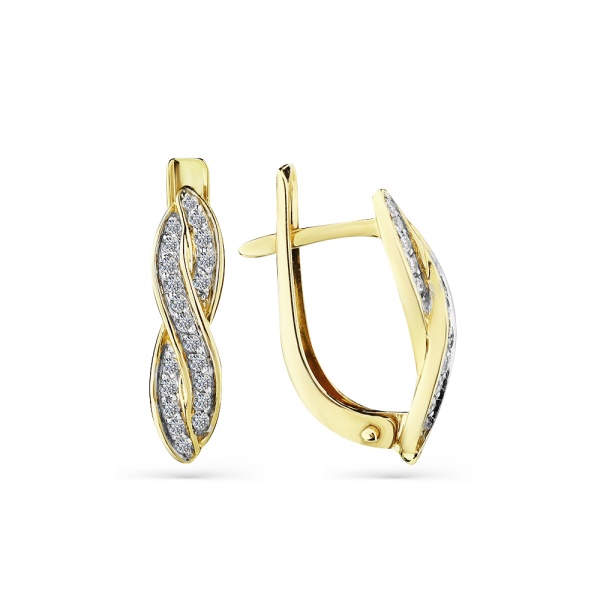 Серьги из желтого золота с фианитами