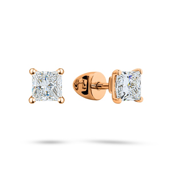 Серьги пусеты из красного золота с бриллиантами