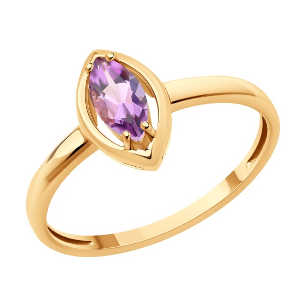 Кольцо из красного золота с аметистом