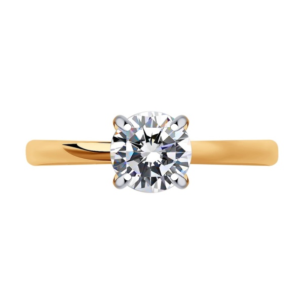 Кольцо из красного золота с фианитом