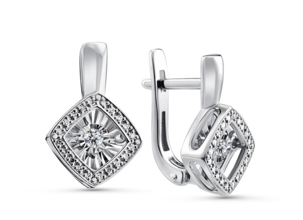 Серьги из белого золота с танцующим бриллиантами
