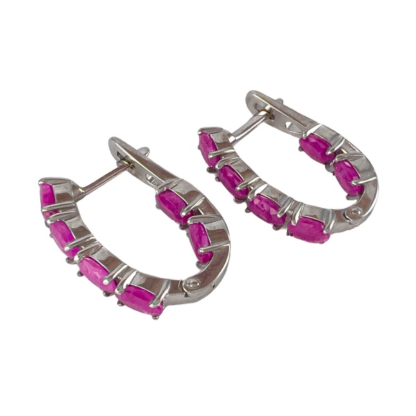 Серьги из серебра с рубином