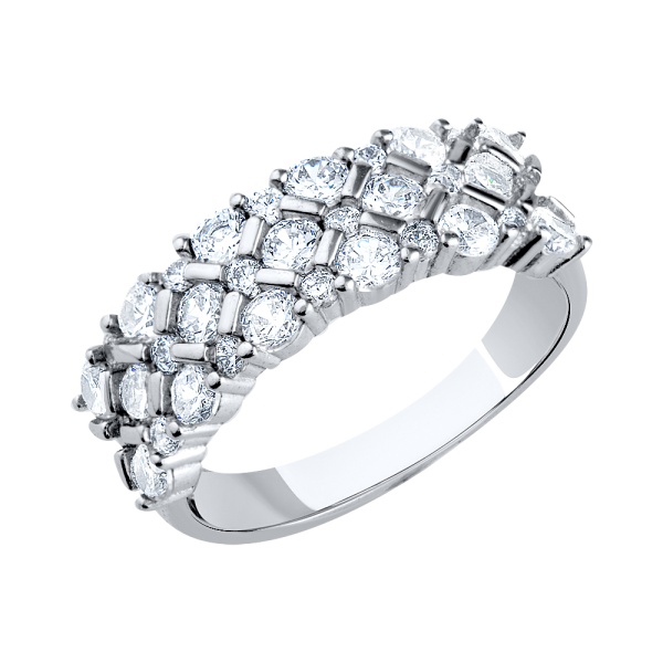 Кольцо из серебра с фианитами