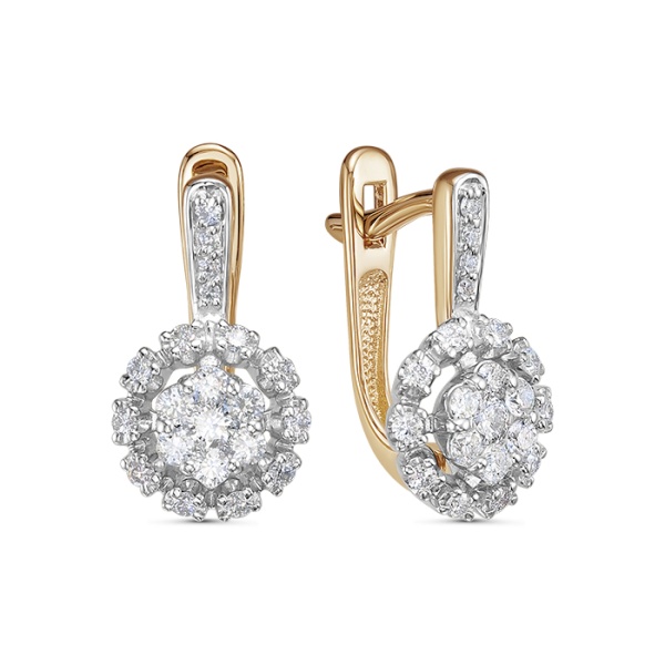 Серьги из красного золота с бриллиантами