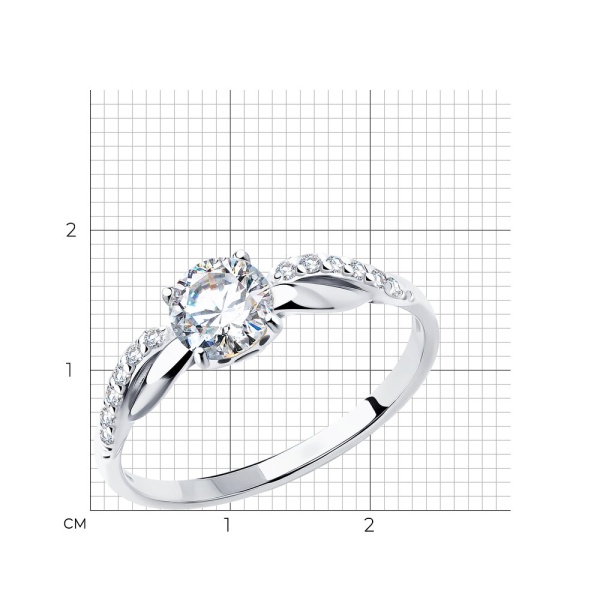 Кольцо из белого золота с фианитами