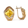 Серьги из золота с янтарем и фианитами